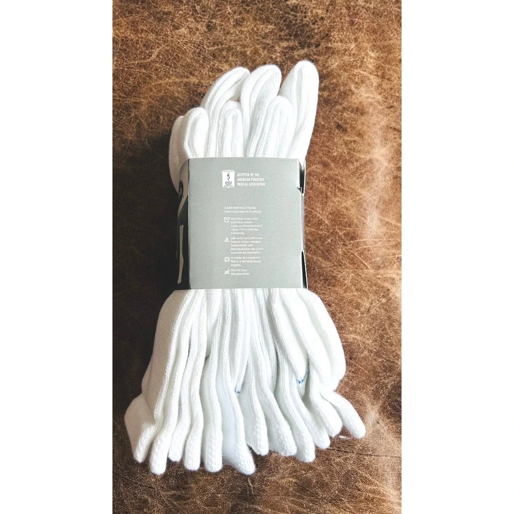 Dr. Scholls Womens Diabetes Circulatory Crew Socks 6 Pair White Size 8-12